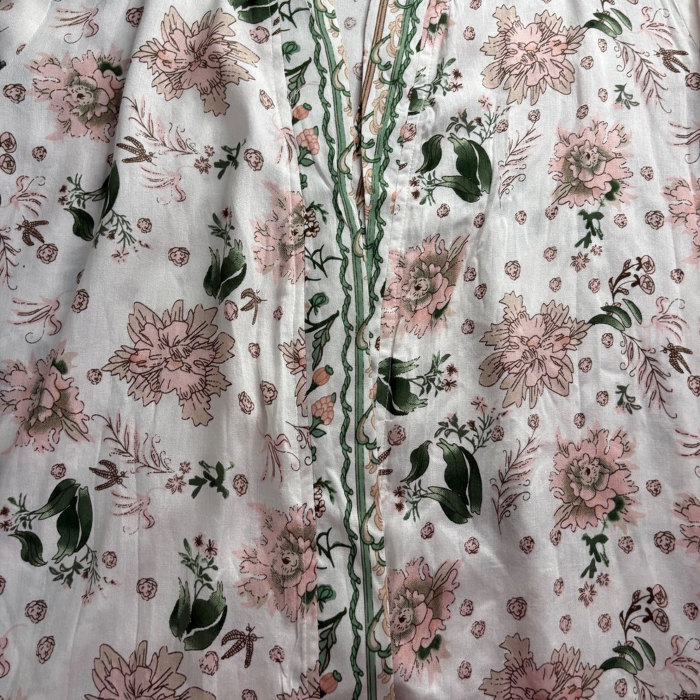 Rebellion Floral Kimono Duster Cardigan Pink Green Long Sleeve Open Front L - Picture 10 of 12